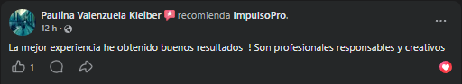 Captura original de la recomendación de Paulina Valenzuela Kleiber en Facebook